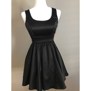 Teeze Me Black Satin dress with Open design back
